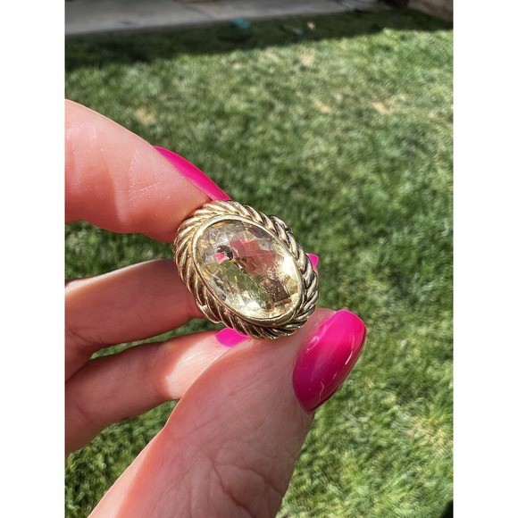 Vintage David Yurman 16mm Citrine/Tanzanite 14k yellow gold Ring - Picture 10 of 10